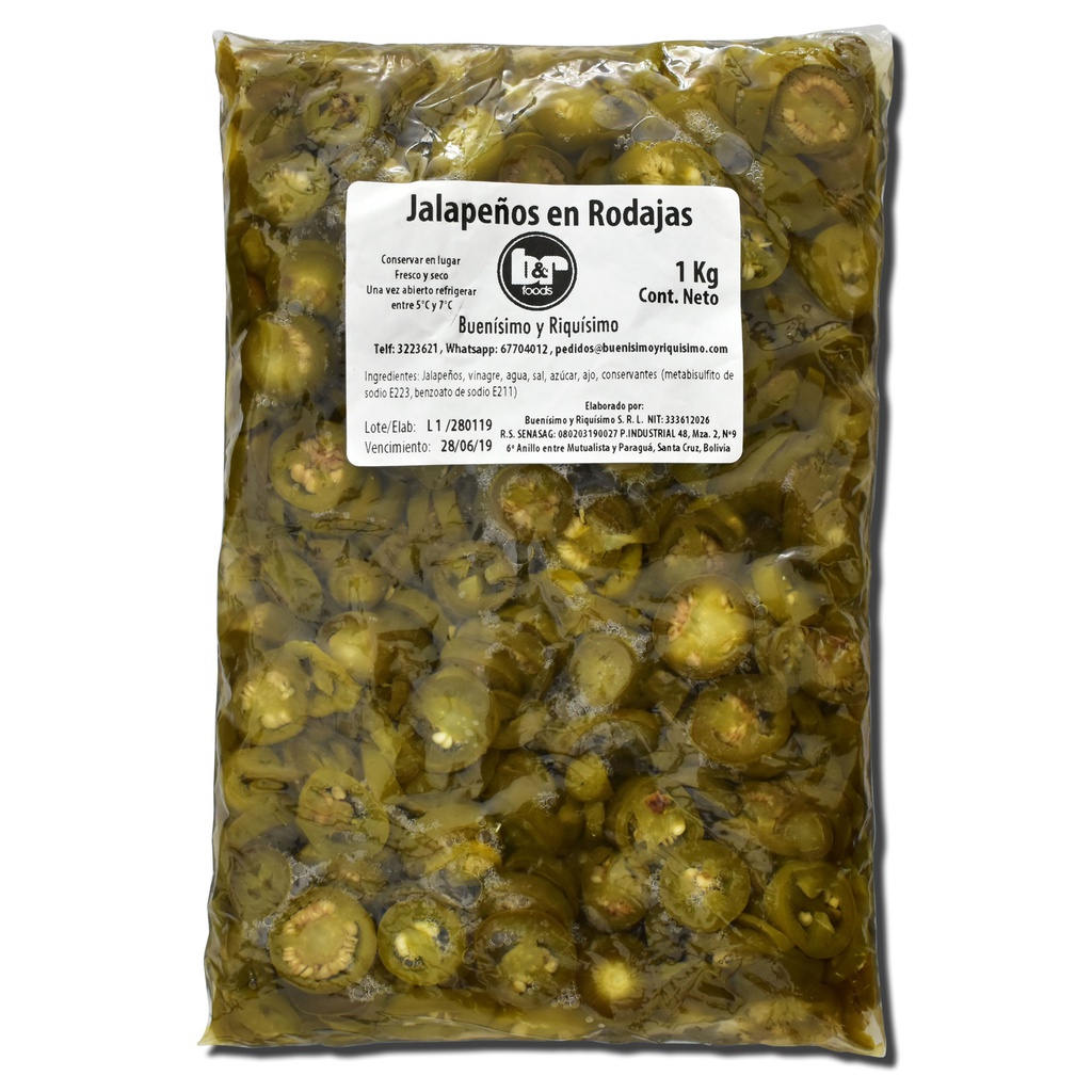 B&amp;R Jalapeños en Rodajas, Pouch 1 Kg