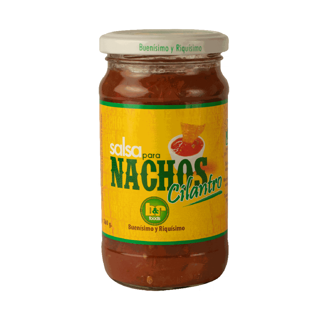 B&amp;R Salsa Para Nachos Cilantro. Frasco 360 g
